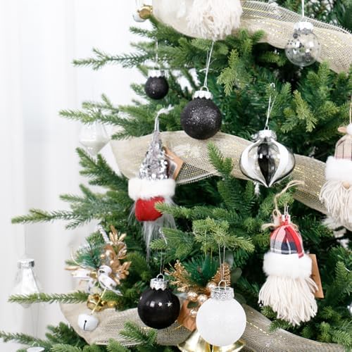 34PCS Black/White Christmas Ball Ornaments Set for Tree Decor - Image 5
