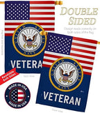 US Navy Veteran House Flag - 2 pcs Pack Armed Forces USN Seabee United State American Military Retire Official - Decoration Banner Small Garden Yard Gift Double-Sided Made in USA 28 X 40 - Image 3