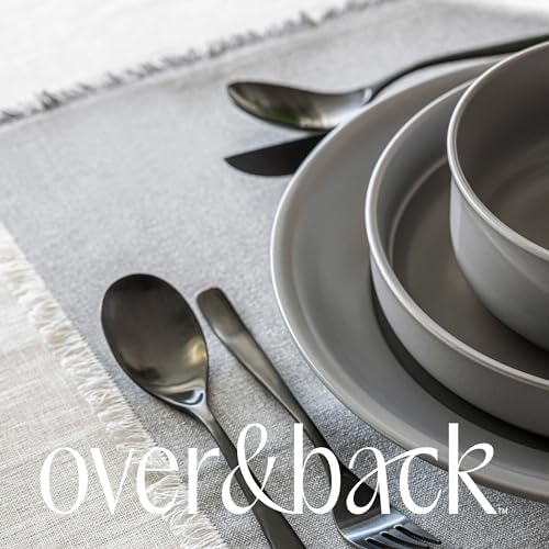 Over&Back Set of 4 Woven Frayed Chambray Placemats - Colorful Dining Table Mat - Hand-Finished Frayed Edges - 100% Cotton - Machine Washable - Kitchen and Home Decor - Grey - 14" L X 20" W - Image 6