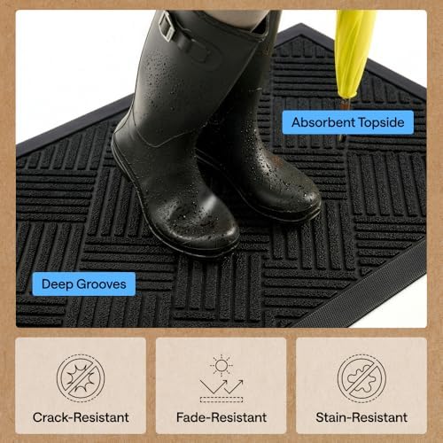 GORILLA GRIP WeatherMAX Door Mat, Indoor Outdoor Use, 47x35, Black Diamond - Image 5