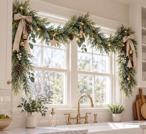 15FT Real Touch Artificial Cedar Garland for Christmas Decor - Image 4