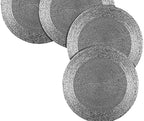 Farmhouse Beaded Placemat, Beaded Placemat Black 13" Round Set of 4 Grey Multi Round Hand Beaded Charger Placemat - Hand Made by Skilled artisans - A Beautiful complement to Your Dinner Table décor - Image 5
