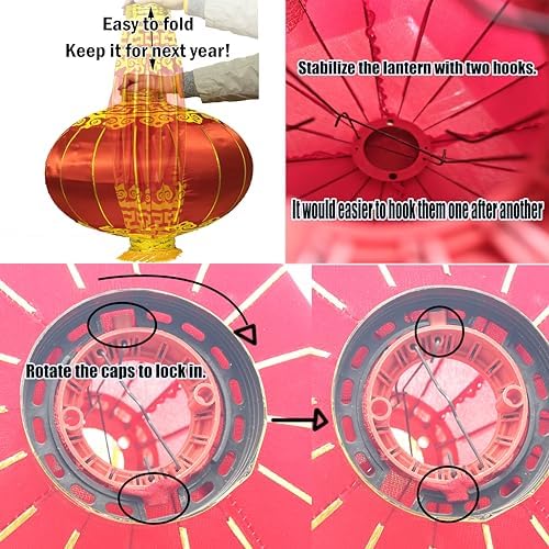 Large Chinese Lantern, Red Traditional Hanging Lamp Shade China New Year Spring Festival Decoration Cloth Lighting (20‘’) - Image 4