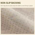 Floral Embroidered Dresser Runner 72 Inch Non-Slip Chenille Lace Trim,Beige - Image 4