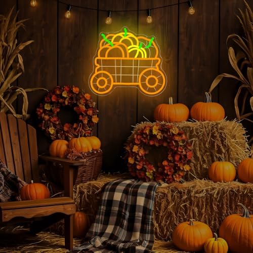 Thanksgiving Harvest Pumpkin Wagon Neon Sign for wall decor Fall LED Light - Image 6