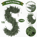 Jutom 1 Pcs 18 ft Artificial Cedar Garland for Christmas - Image 2
