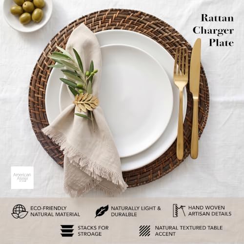 ChargeIt by Jay Rattan Charger Plates Hand Woven Round Brown, 13" - 8 Set - Image 4