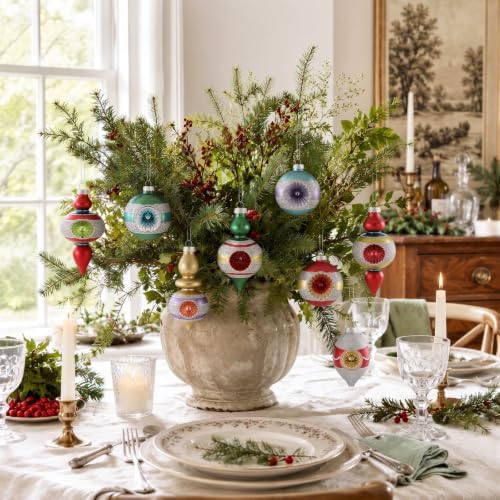 Soulchen 10 Pcs Vintage Glass Christmas Ornaments, Assorted, Retro - Image 6