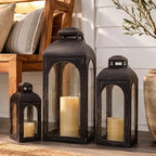 NEEDOMO Lanterns Decorative Indoor&Outdoor,Set of 3 Outdoor Lanterns for Porch, 26" Metal Frame Candle Holders with Glass, Fall, Christmas - Image 2