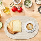 Oval Woven Placemats Set of 8 Heat Resistant Placemats 17.5 x 12 Inches Farmhouse Cotton Rope Place Mats for Dining Tables Trivets for Hot Dishes, Beige - Image 7