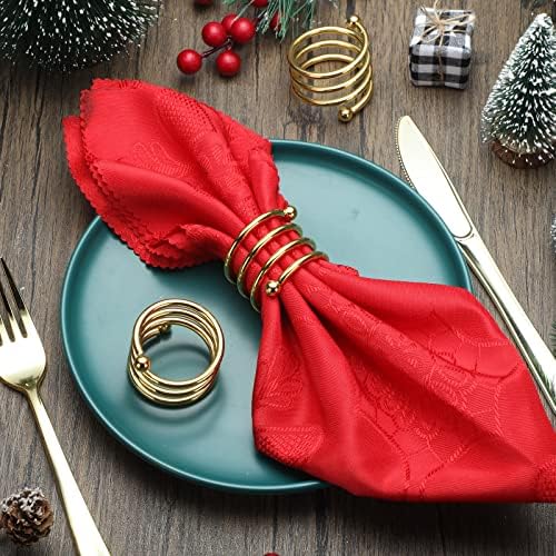 Moxweyeni 50 Pcs Gold Napkin Rings Metal Spiral Napkin Rings Round Napkin Holders Buckles DIY Cloth Napkin Holder for Christmas Thanksgiving Wedding Receptions Banquet Tables Party Decor - Image 6