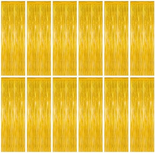 12 Pack 2026 Graduation Decorations, 3.28 FT x 7.05 FT Gold Backdrop Curtains, Metallic Class of 2026 Backdrop Fringe Curtains Foil Streamer, Gold Grad Decorations 2026 Party Supplies by ZATAYE