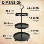 SYNCVIBE Wooden Farmhouse Round Black 3 Tiered Decorative Tray Stand - Image 7