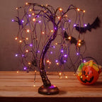 24Inch Halloween Lighted Willow Tree Bonsai Light 80 Orange and Purple LED Lights Table Top Lamp Artificial Tree Desk Decor with 4 Spiders Adapter Plug in/Battery Powered for Christmas Decoration by SPIRITSTARCHRISTMASCENTER