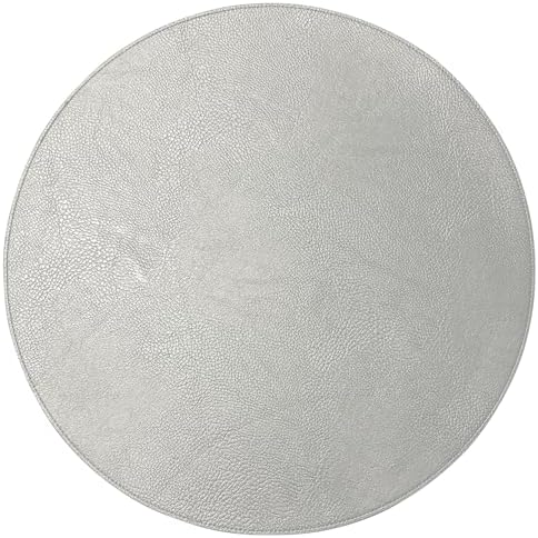 Morgan Faux Leather Round Set of 12 Placemats, 15", Silver, Heat Resistant, Stain Resistant, Non-Slip, Reversible, Durable Table Mats for Kitchen, Dining Table, Indoor Washable Use - Image 4