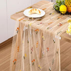 Boao 3 Pcs Wildflower Table Runner Embroidery Tulle Spring Summer Table Runner 120 Inch 10 ft Kitchen Dining Decoration for Wedding Baby Shower Bridal Shower Home Decor Birthday Party (Champagne) - Image 4