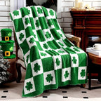 Buryeah St Patricks Day Knit Throw Blanket, 50 x 60 Inch Irish Shamrocks Reversible Knitted Throw Blanket, Lucky Green Clover Cozy Soft Lightweight Gift for Couch Sofa Bed - Image 2