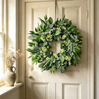 24 Inch All Season Greenery Wreath,Artificial Eucalyptus Wreath for Front Door,Farmhouse Spring Summer Fall Winter Decor, Indoor Outdoor Home Wall Porch Decoration - Image 3