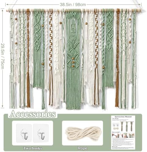 MEIVINES Macrame Wall Hanging Large Boho Tapestry Macrame Wall Art Decor - Image 3