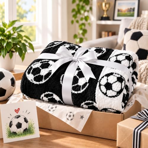 Buryeah Soccer Knit Throw Blanket, Soccer Gift for Boys Teens Men, 50 x 60 Inch Cozy Sport Reversible Knitted Throw Blanket for Couch Sofa Bed Home Decor - Image 6