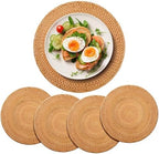 4 Pack Rattan Round Placemats, 13 Inch Woven Table Mats by Gandeer