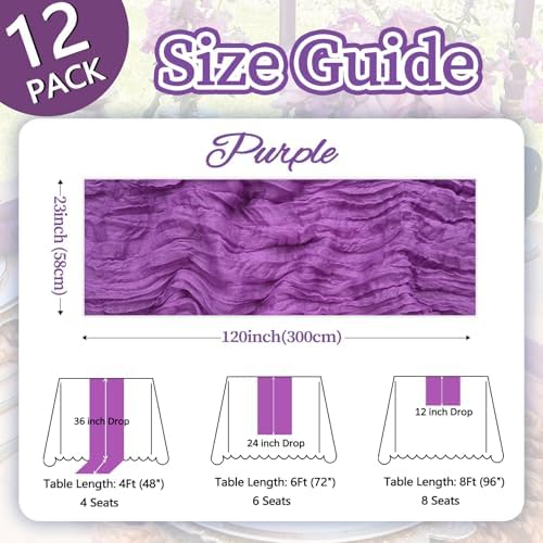 12 Pack Purple Cheesecloth Table Runner 23 x 120 Inch 10Ft - Image 2