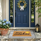 2 Pcs Layered Front Porch Decor, Hello Sunshine Welcome Doormats Summer Coastal Entryway Rug Set, Black and White Striped Crystal Velvet Base and PVC Coil Door Mat, 15.7x23.6 & 23.6x31.5 - Image 4