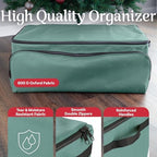 Christmas Ornament Storage Box - Christmas Ornament Organizer Storage Box with 3 Trays, Adjustable Grids, and Large Front Zipper Pocket - Fits up to 72 Bulbs and Decorations by Elf Stor (Green) - Image 2