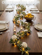 suddus 60LED Garland with White Camellia Lights Battery Operated Clear Wire - Image 7