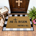 2 Pcs Easter Doormats, He is Risen Door Mat, Easter Bible Verse Non Slip Coir Mats, Black and White Check Rug, Layering Doormats Seasonal for Indoor Outdoor Home Porch Entry Decor 24" x 32" - Image 5