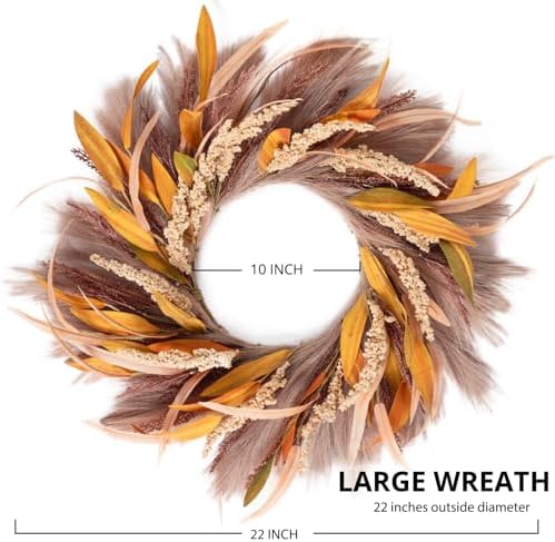 Fall Wreath 22-24inch Autumn Door Wreath for Home Front Door Decor - Image 3