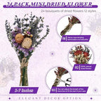Layhit 24 Pcs Mini Dried Flower Bouquets Boho for Vase, Lavender - Image 2