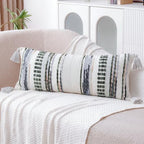 NUYECY Chenille and Cotton Long Pillow for Bed,Striped Textured Boho Long Lumbar Throw Pillow Cover 16x36,Neutral Accent Decorative Extra Long Body Pillow Case for Couch Sofa Bedroom,Sage Green - Image 5