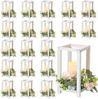 Hushee 60 Pcs Wooden Wedding Lantern Centerpiece Candles Wreaths Set,White by Hushee
