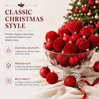 Hollowfly Red 56 Pcs Velvet Christmas Balls Ornaments Set - Image 2