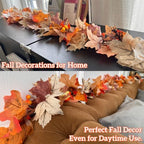 3Pack 10Ft Lighted Fall Garland with Battery Operated C6 Orange Lights, Extra Long Maple Leaf Garland with Pumpkin Wood Signs, Pinecones & Yellow Berries, Thanksgiving Autumn Decor Indoor Outdoor - Image 5