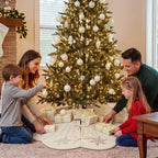 Hollowfly Creamy White Velvet Christmas Tree Skirt, Sequin Snowflake 48'' - Image 5