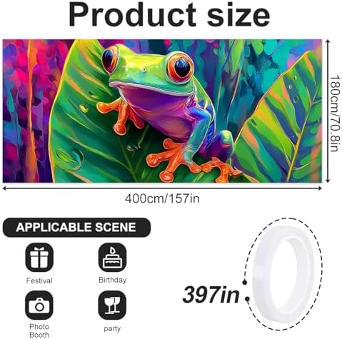 6x13 FT Colorful Red-Eyed Tree Frog Garage Door Banner - Tropical Jungle Art Backdrop, Large Indoor Outdoor Garage Door Cover, Nature Theme Decoration for Home,Yard, Kids Room - Image 2