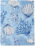 Nautical Seashells and Coral Fleece Blanket - Lightweight Soft Cozy Gifts Throw for Marine Life Lovers, Kids,Women,Starfish Blankets,Home Room Modern Ocean-Inspired Decor 60x80in by AINORI