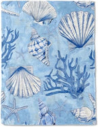 Nautical Seashells and Coral Fleece Blanket - Lightweight Soft Cozy Gifts Throw for Marine Life Lovers, Kids,Women,Starfish Blankets,Home Room Modern Ocean-Inspired Decor 50x60in by AINORI