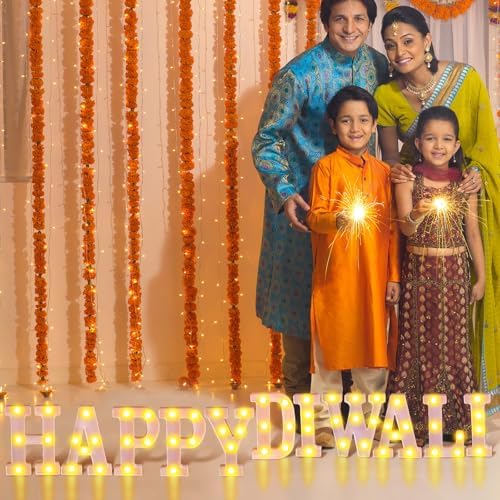 Aurelema 11 Pcs Happy Diwali Decorations, LED Letter Lights Sign - Image 4