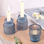 DARJEN 12 Pcs Glass Candlestick Holders- Blue Taper Candlestick Holders Tealight Votive Candle Holders for Table Centerpieces, Wedding, Dinner Party, Home Decor - Image 5