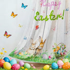 youleyar Easter Curtains for Living Room, 96 Inch Length Easter Colorful Eggs and Cute Bunny Printed Pattern Curtain, Rod Pocket Window Drapes Decorations for Bedroom Dining Room Drapes, 52W x 96L - Image 4