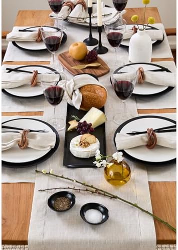 Solino Home 100% Pure Linen Table Runner Light Natural, 14 x 132 in - Image 3