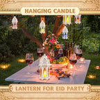 Mumufy 6 Pcs Moroccan Lantern Ramadan Lantern Eid Mubarak Decor, White - Image 5