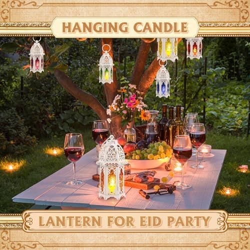 Mumufy 6 Pcs Moroccan Lantern Ramadan Lantern Eid Mubarak Decor, White - Image 5