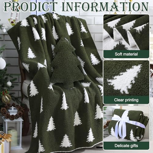 FuWeave 2 Pcs Christmas Tree Throw Blanket and Pillow Set, 50 x 60 in - Image 4