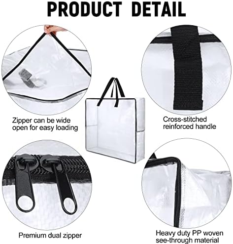 Shappy 10 Pack 93L Extra Large Clear Blanket Storage Bags Clothes Storage Bags with Handles Clear Zippered Oversized Moving Bag Plastic Totes for Clothes Blankets Bedding Toys Duvet Comforter - Image 4