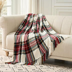 EverGrace Chenille Christmas Throw Blanket, 50"x60", White Stewart Plaid - Image 6