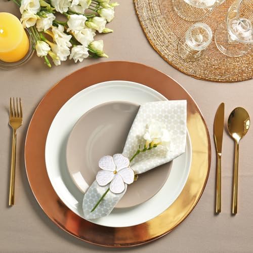 Patelai Set of 150 White Flower Napkin Rings Bulk Gold Napkin Ring Holders - Image 7